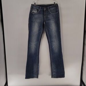 Cowgirl Tuff Don't Fence Me In Denim Jeans Size 28 Stretch Mid Rise